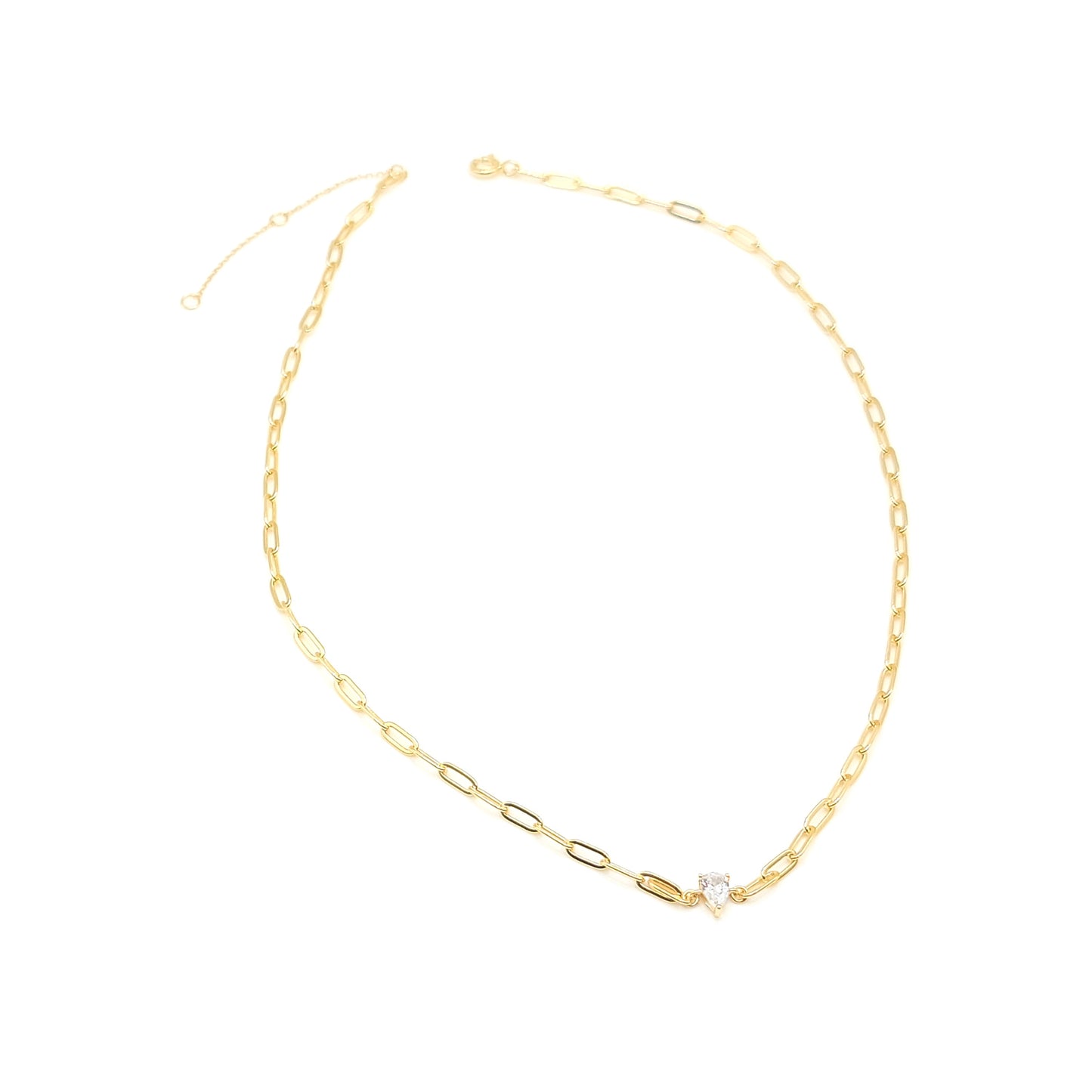 JELINA Paperclip Necklace Solitaire Pendant 18K Gold Plated