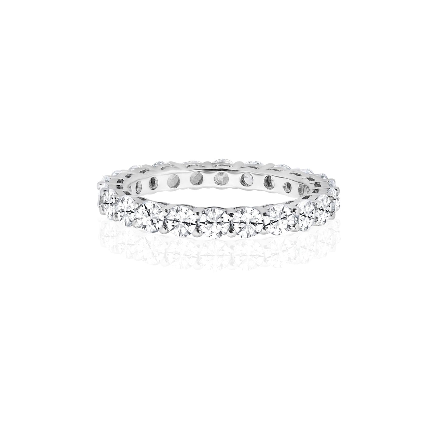 JEMIMA Full Eternity White CZ Diamond Stacking Ring in Rhodium Over Sterling Silver