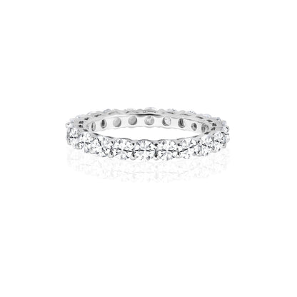 JEMIMA Full Eternity White CZ Diamond Stacking Ring in Rhodium Over Sterling Silver