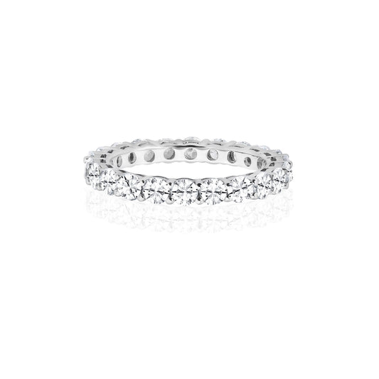 JEMIMA Full Eternity White CZ Diamond Stacking Ring in Rhodium Over Sterling Silver