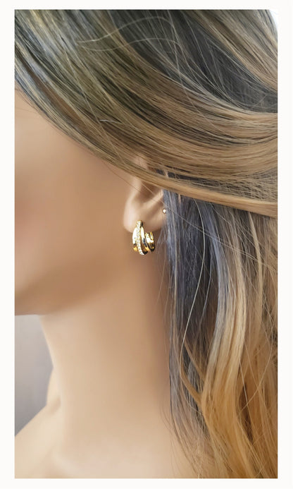 JOSÉE Austrian Crystal Hoop Earrings 18K Gold Plated