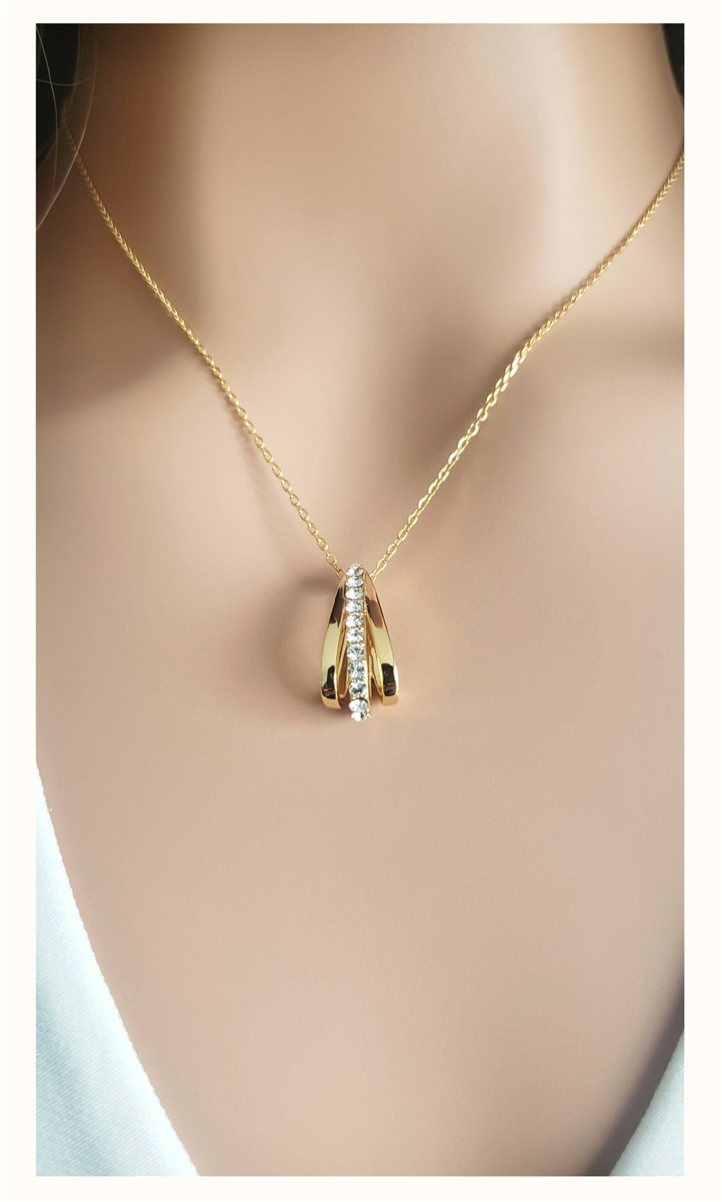 JOSÉE Austrian Crystal Pendant Necklace 18K Gold Plated