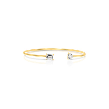 JOSEPHINE CZ Diamond Cuff Bangle Bracelet in 14K GP