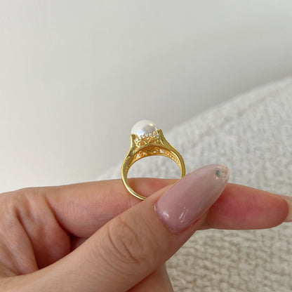 JUDITH Classic Pearl Ring 18K Gold Plated