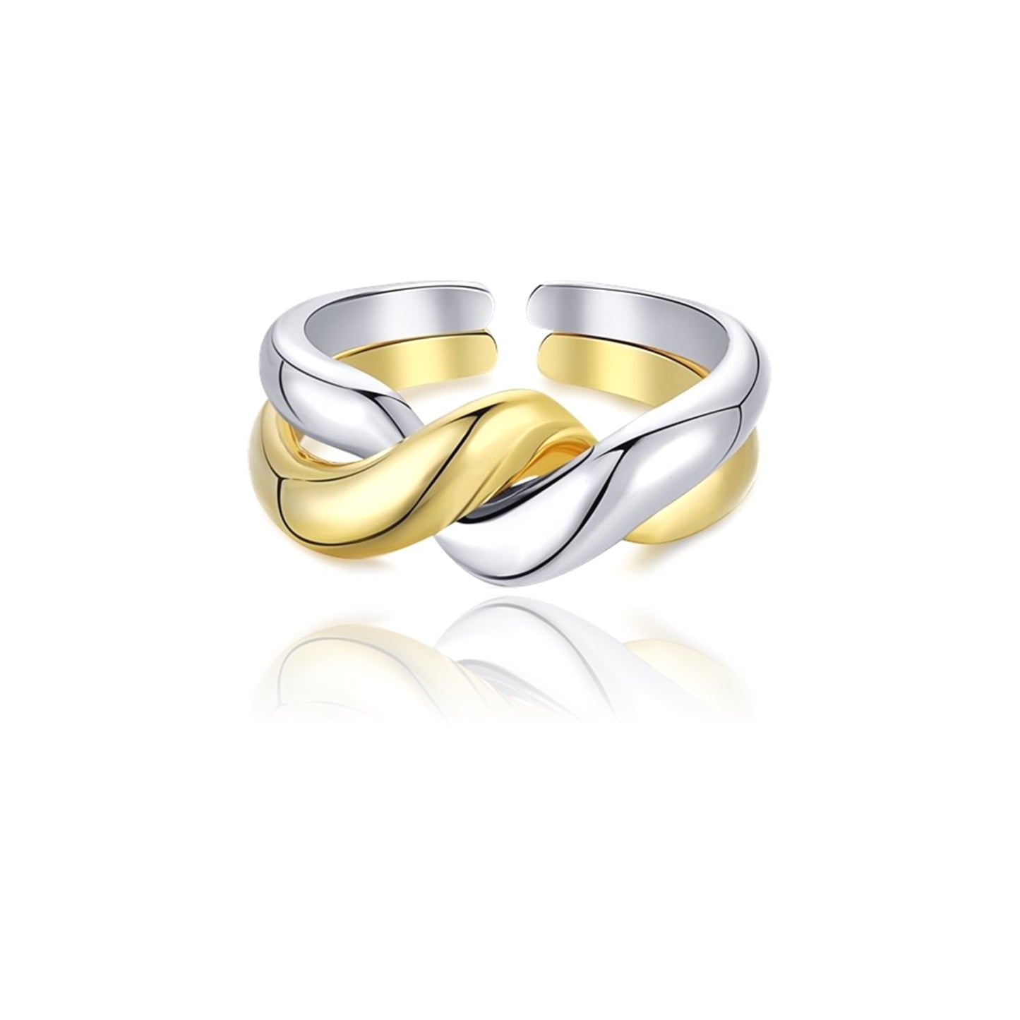 JULYET Two-Tone Interlocking Ring 18K Gold Plated