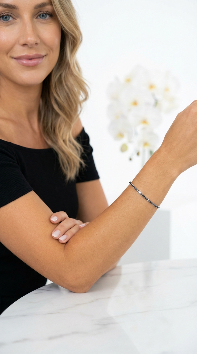 JAELLE Black CZ Diamond Pavé Tennis Bracelet