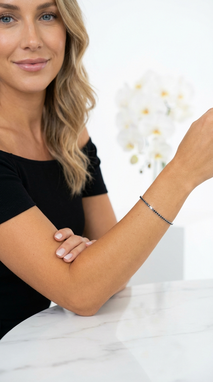 JAELLE Black CZ Diamond Pavé Tennis Bracelet