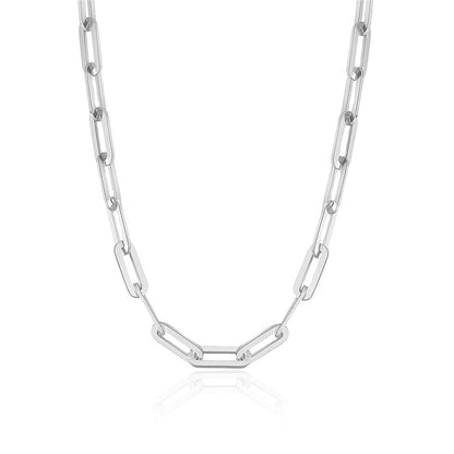 JENNIFER 4.5MM Paperclip Necklace in Rhodium Over Sterling Silver