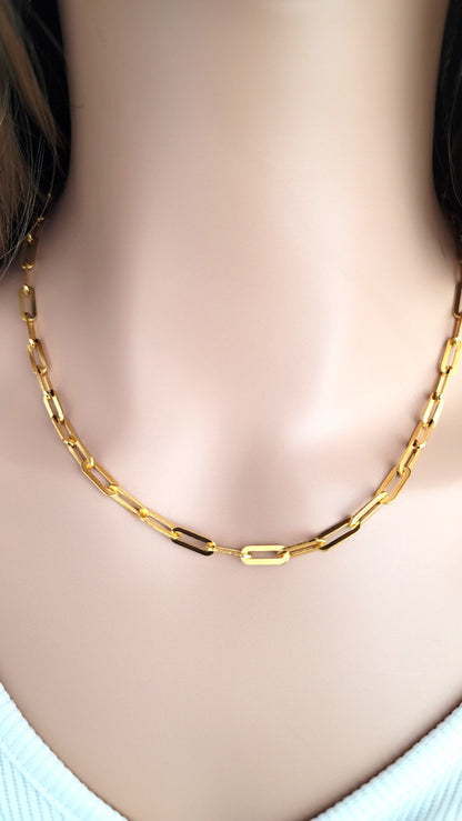 JENNIFER 4.5MM Paperclip Necklace 18K Gold Vermeil on Sterling Silver