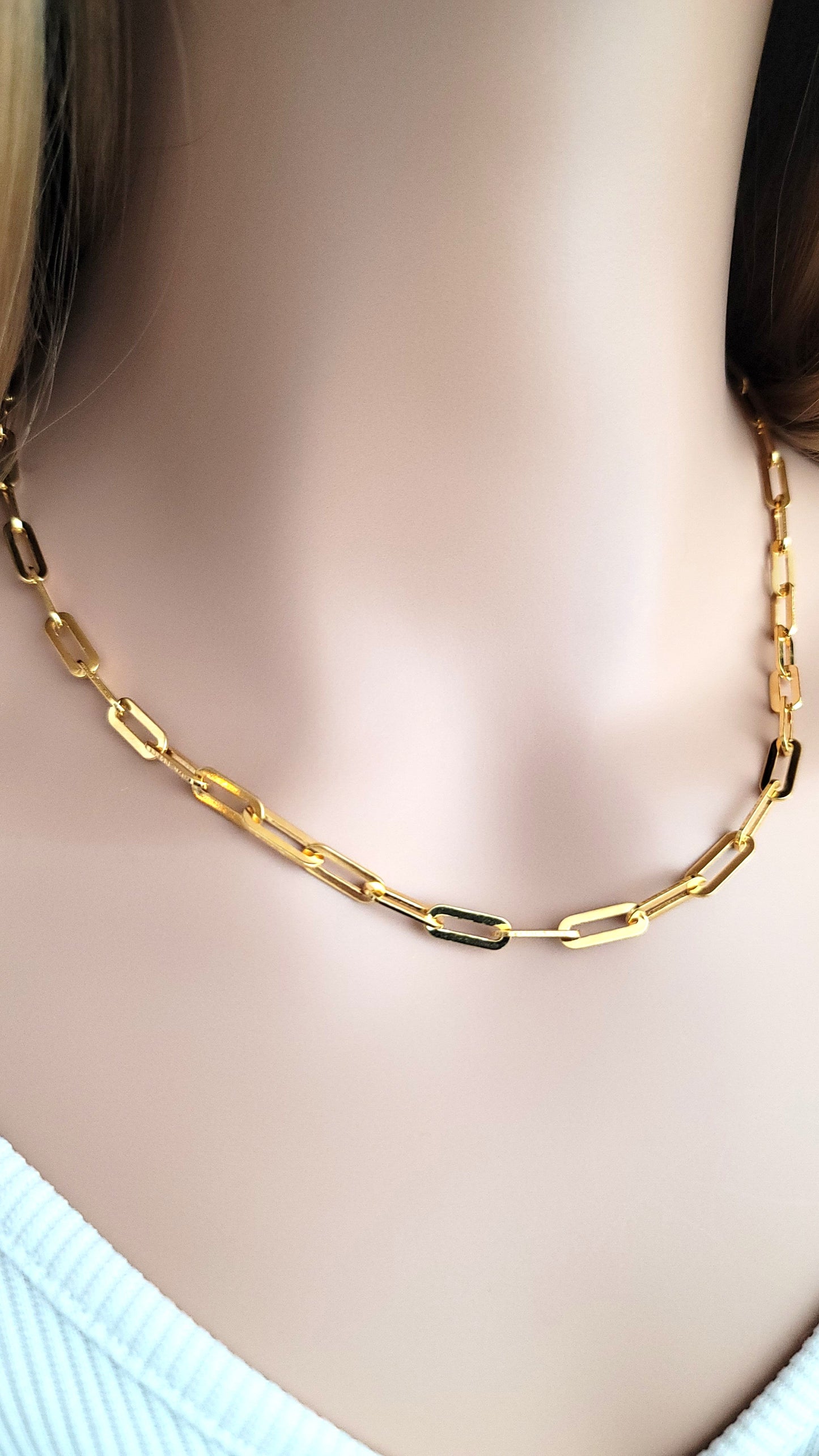 JENNIFER 4.5MM Paperclip Necklace 18K Gold Vermeil on Sterling Silver