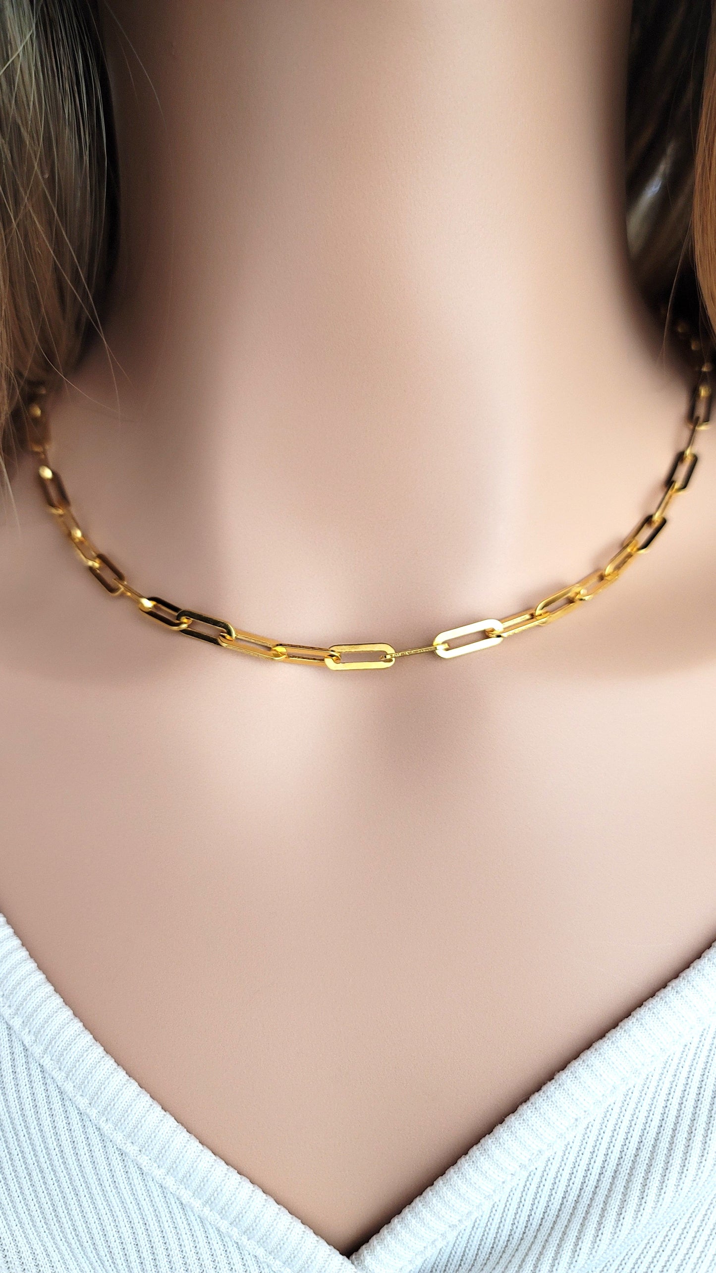 JENNIFER 4.5MM Paperclip Necklace 18K Gold Vermeil on Sterling Silver