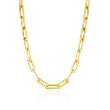 JENNIFER 4.5MM Italian Paperclip Chain Necklace in 18K Gold Vermeil