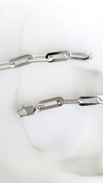 JENNIFER 4.5MM Paperclip Necklace in Rhodium Over Sterling Silver
