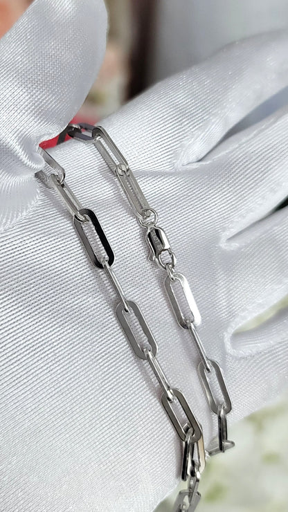 JENNIFER 4.5MM Paperclip Necklace in Rhodium Over Sterling Silver