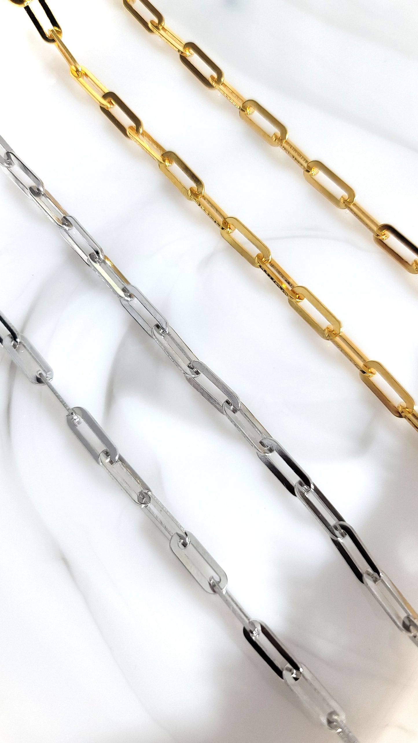 JENNIFER 4.5MM Paperclip Necklace in Rhodium Over Sterling Silver