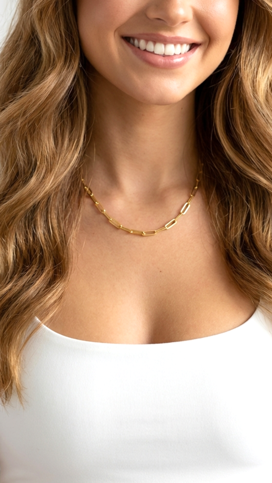 JENNIFER 4.5MM Paperclip Necklace 18K Gold Vermeil on Sterling Silver