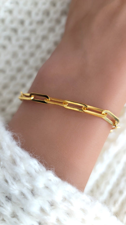 JENNY 4.5MM Paperclip Bracelet 18K Gold Vermeil on Sterling Silver