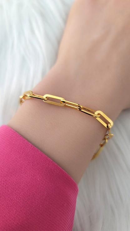 JENNY 4.5MM Paperclip Bracelet 18K Gold Vermeil on Sterling Silver