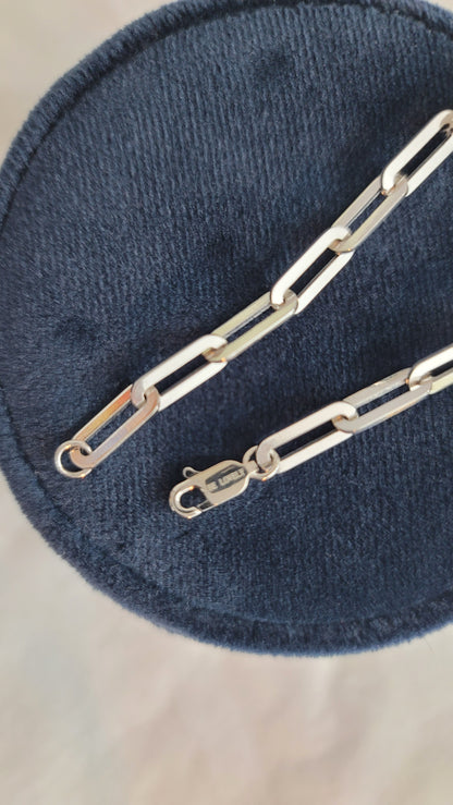 JENNY 4.5MM Paperclip Bracelet in Rhodium Over Sterling Silver