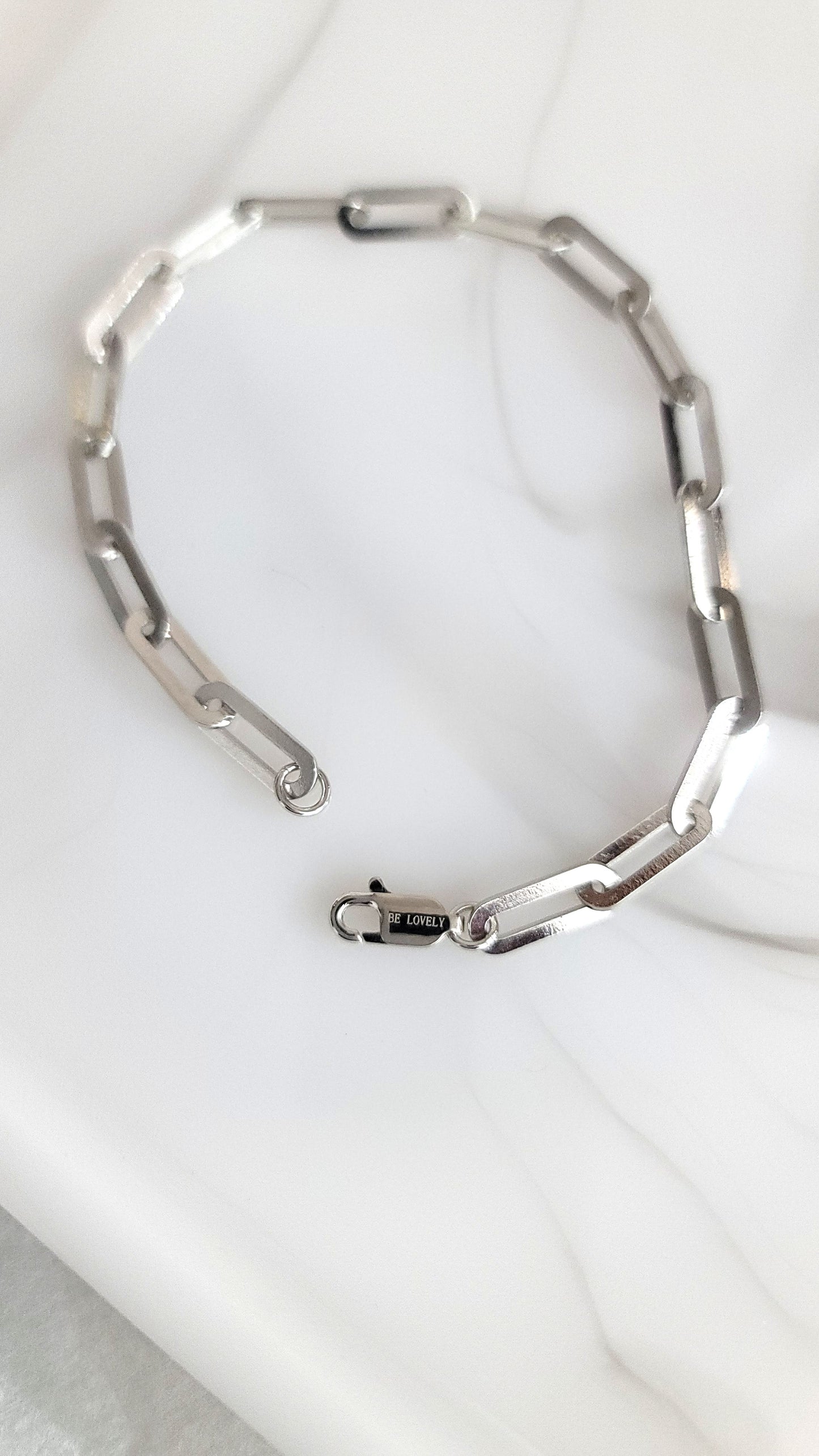 JENNY 4.5MM Paperclip Bracelet in Rhodium Over Sterling Silver