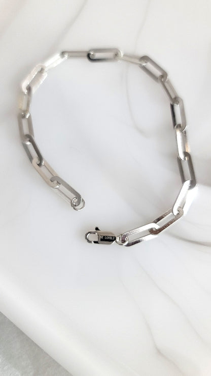 JENNY 4.5MM Paperclip Bracelet in Rhodium Over Sterling Silver