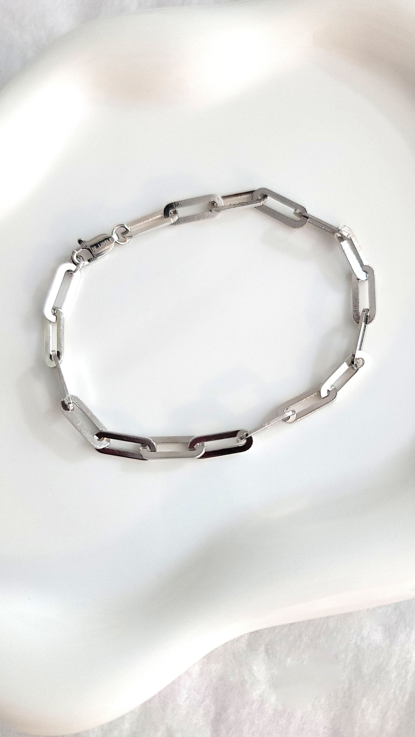 JENNY 4.5MM Paperclip Bracelet in Rhodium Over Sterling Silver