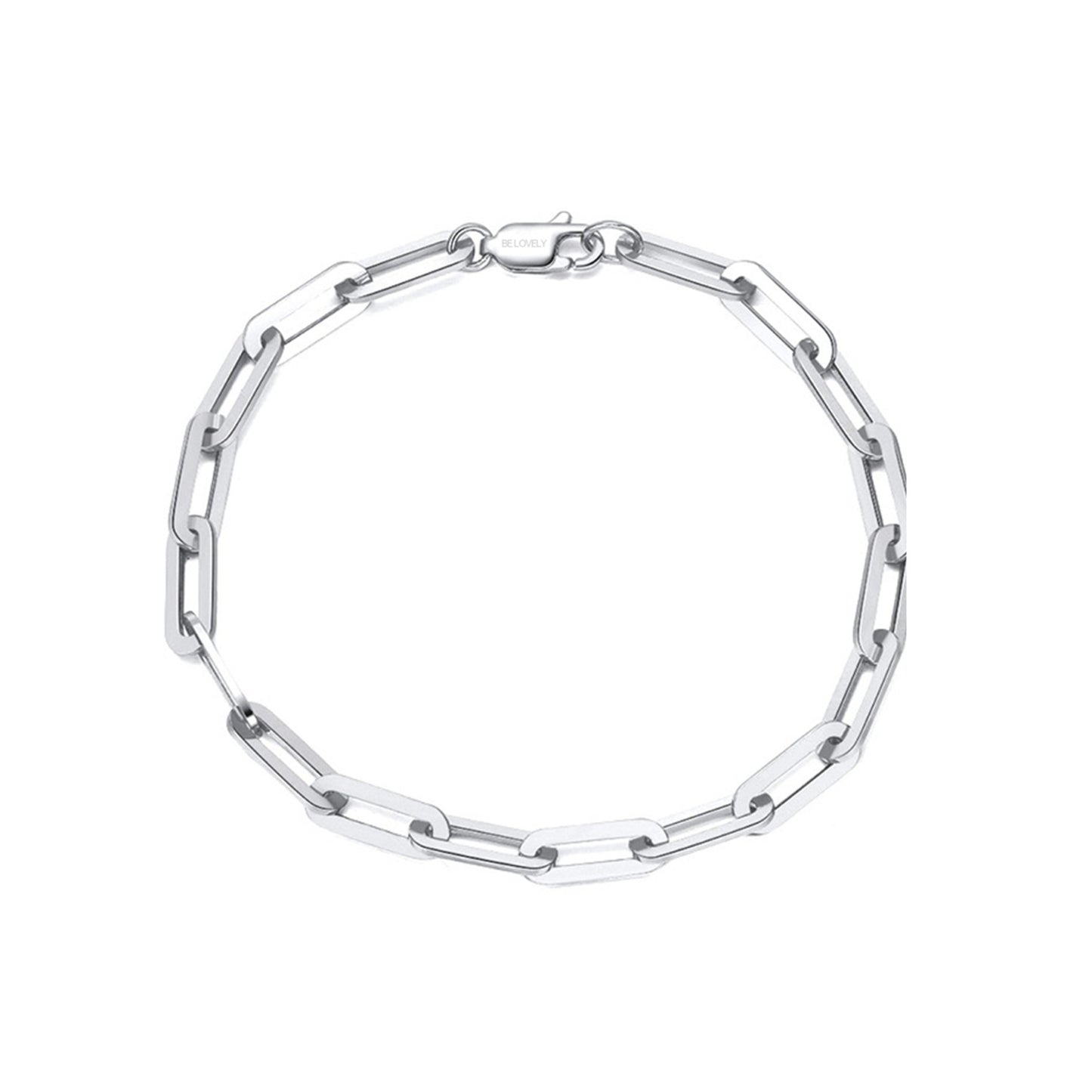 JENNY 4.5MM Paperclip Bracelet in Rhodium Over Sterling Silver