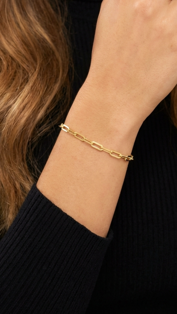 JENNY 4.5MM Italian Paperclip Chain Bracelet in 18K Gold Vermeil