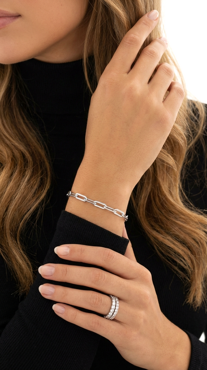 JENNY 4.5MM Paperclip Bracelet in Rhodium Over Sterling Silver