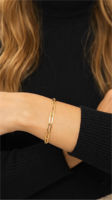 JENNY 4.5MM Italian Paperclip Chain Bracelet in 18K Gold Vermeil
