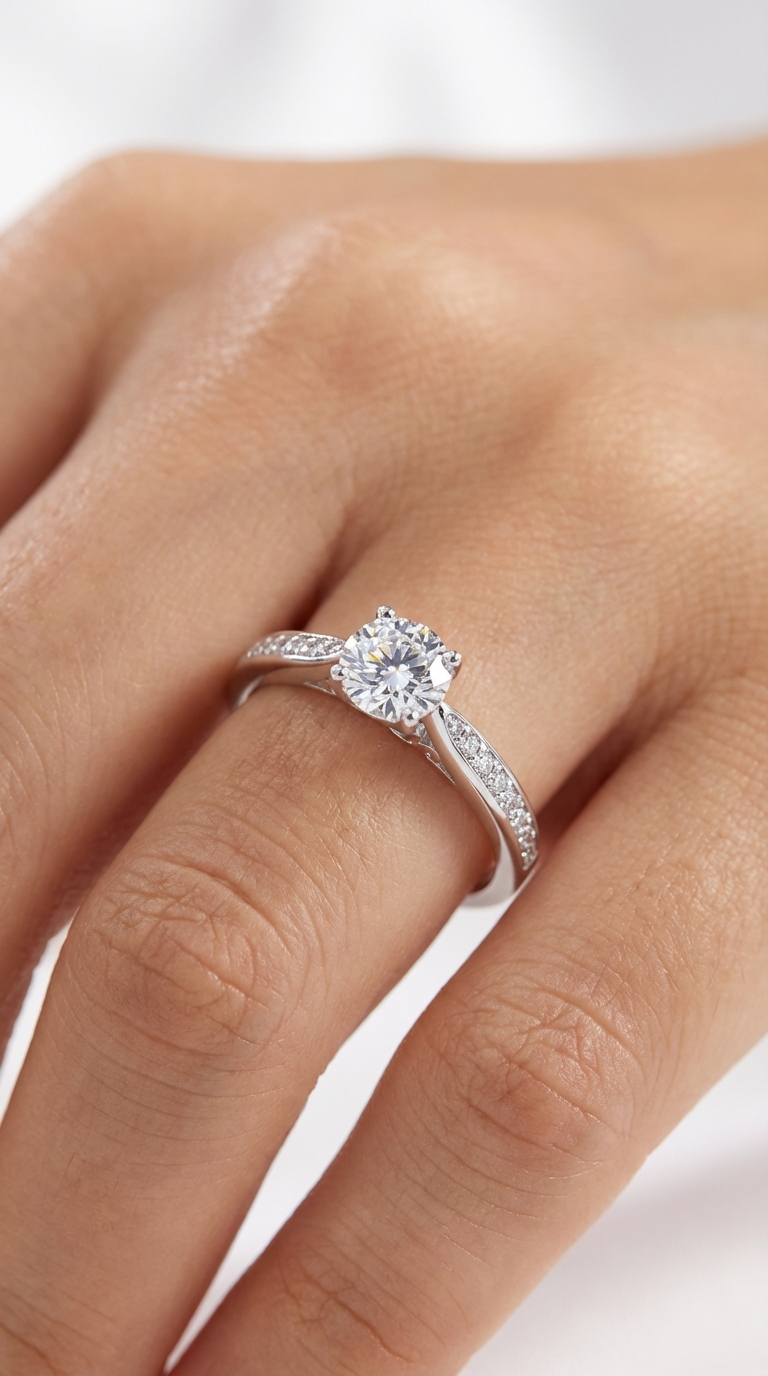 JOCELYNE CZ Diamond Solitaire Ring – Bridal, Engagement, Valentine's Day & Anniversary Gift for Her – Rhodium Over Sterling Silver, Timeless Classic Everyday Elegance