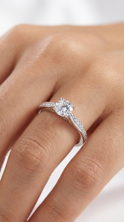 JOCELYNE CZ Diamond Solitaire Ring – Bridal, Engagement, Valentine's Day & Anniversary Gift for Her – Rhodium Over Sterling Silver, Timeless Classic Everyday Elegance