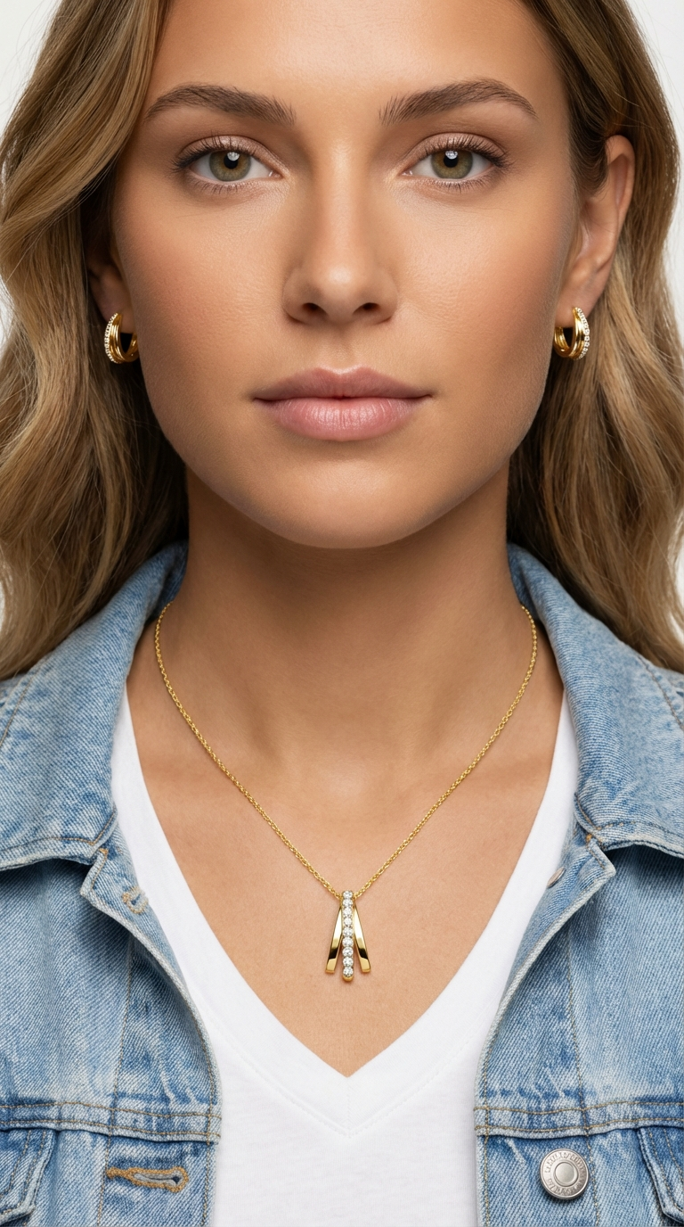 JOSÉE White Crystal Diamond Pendant Necklace 18K Gold Over Sterling Silver