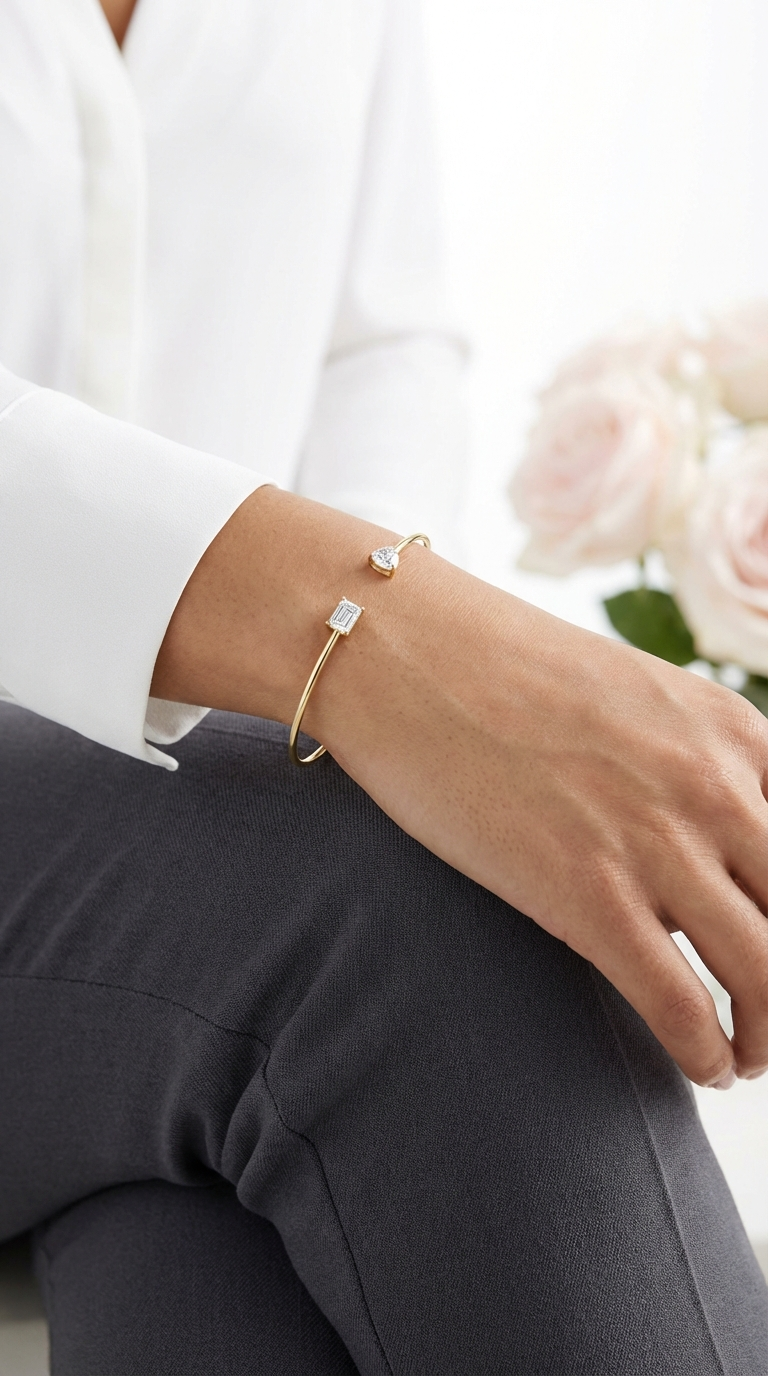 JOSEPHINE Cuff Bangle in 14K Gold Over Sterling Silver