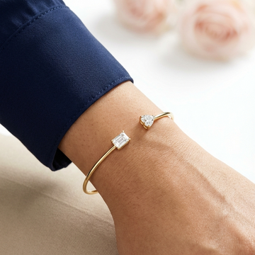 JOSEPHINE CZ Diamond Cuff Bangle Bracelet in 14K GP