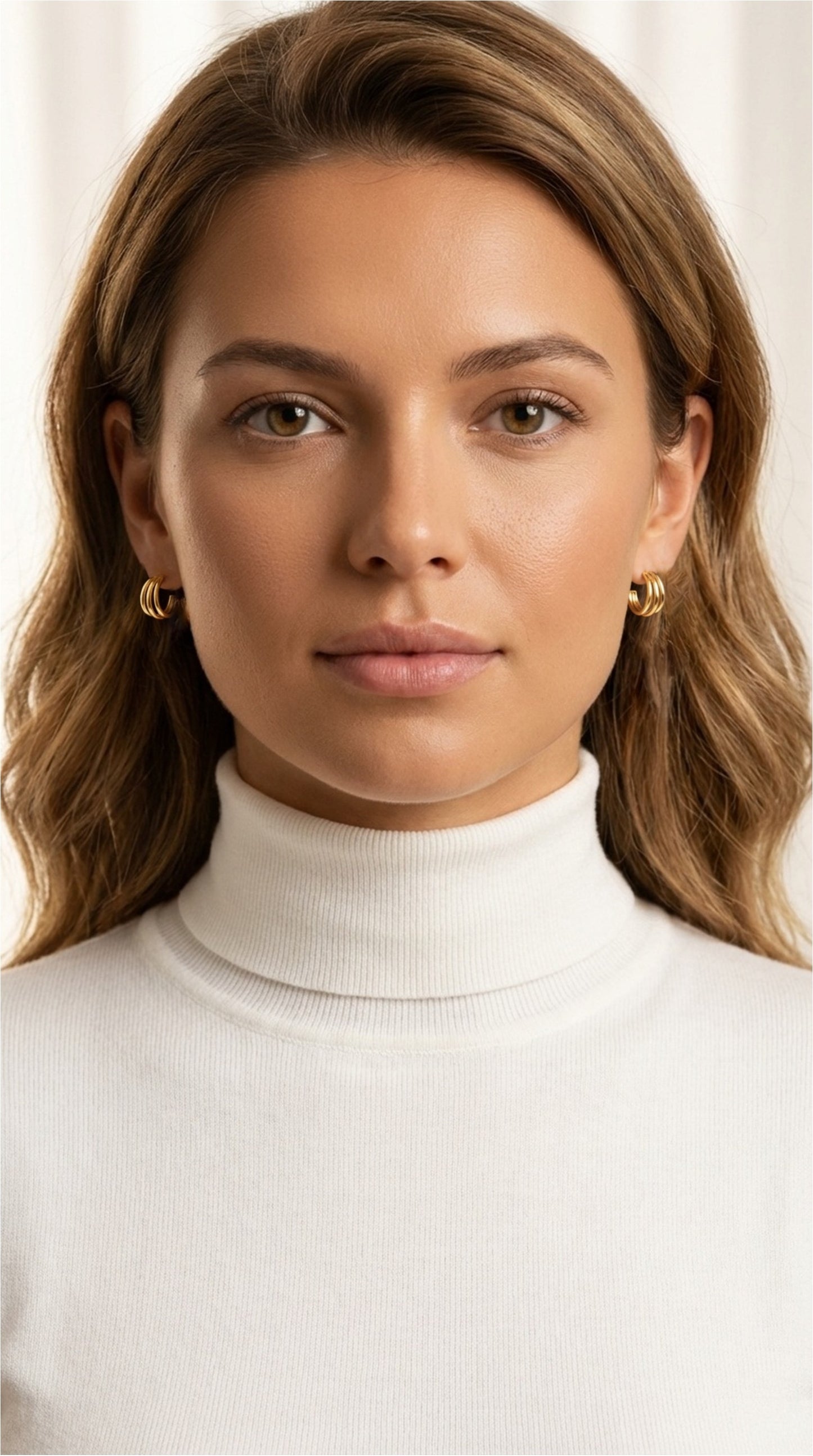 JOSIE Triple Row Hoop Earrings 14K Gold Over Sterling Silver