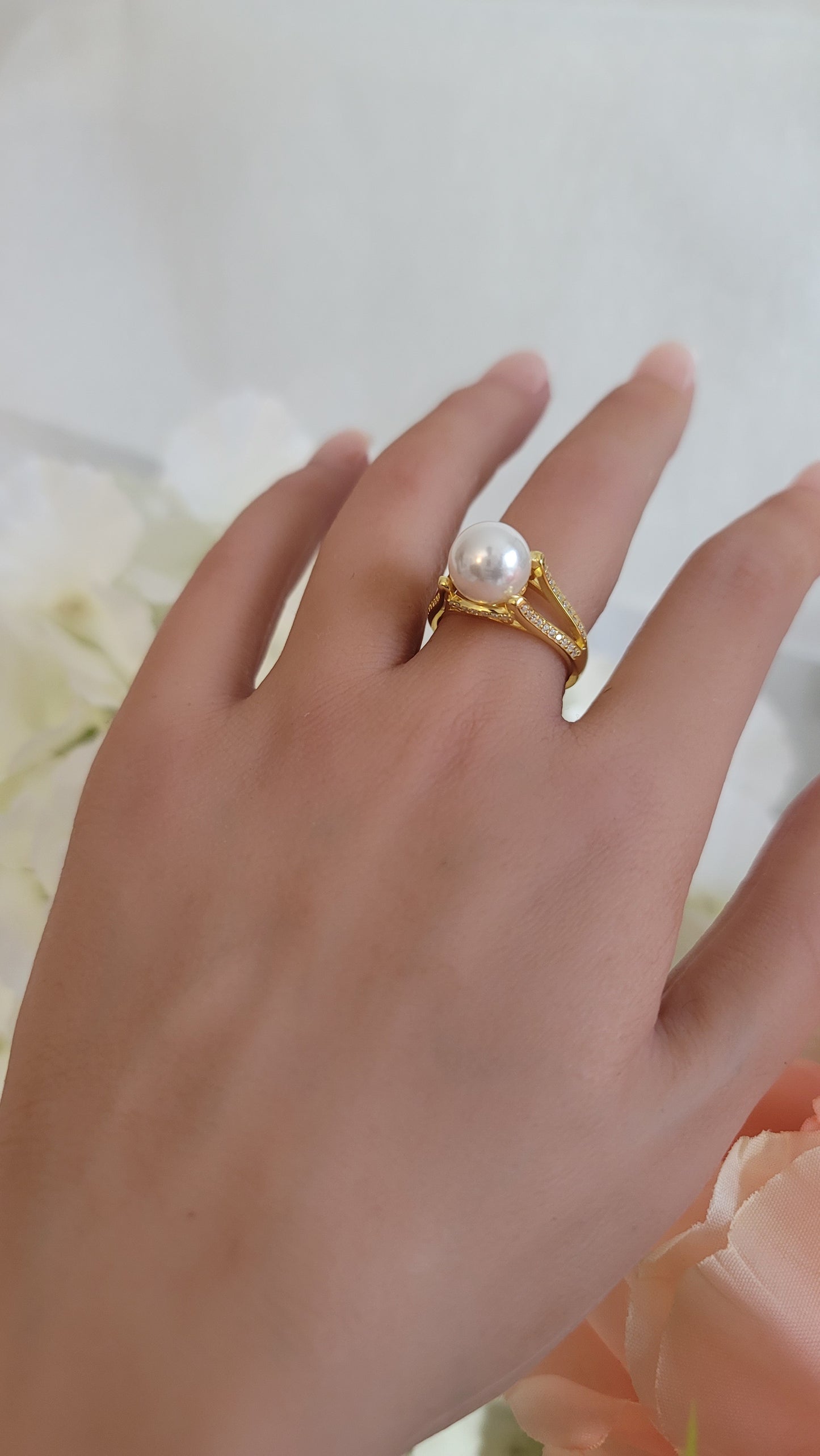 JUDITH Classic Pearl Ring 18K Gold Plated