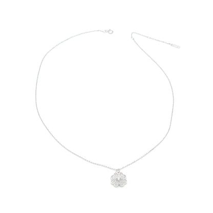 KARI Heart Shaped Four Leaf Clover Pendant Necklace in Sterling Silver