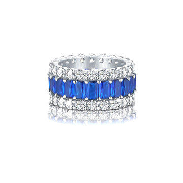 KATHERINE Royal Blue CZ Diamond Three-Row Eternity Ring
