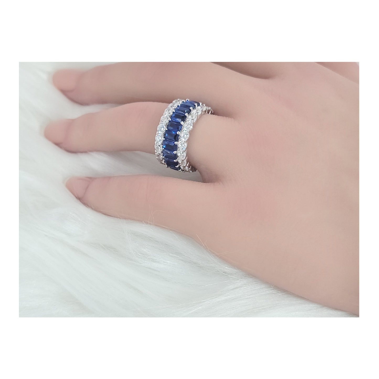 KATHERINE Blue Three-Row Eternity Ring