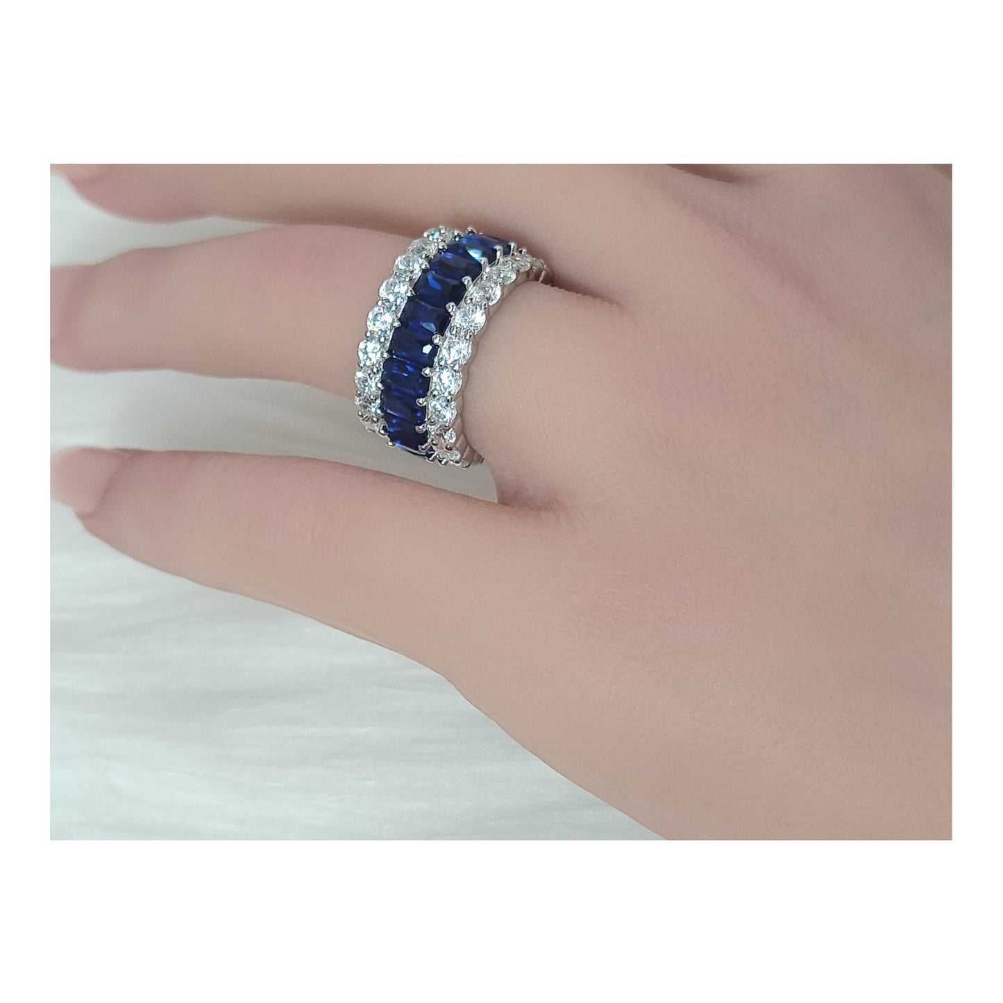 KATHERINE Blue Three-Row Eternity Ring