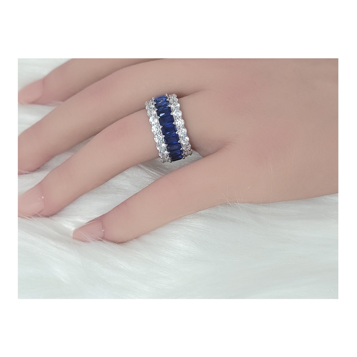 KATHERINE Blue Three-Row Eternity Ring