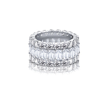 KATHERINE CZ Diamond Three-Row Eternity Ring