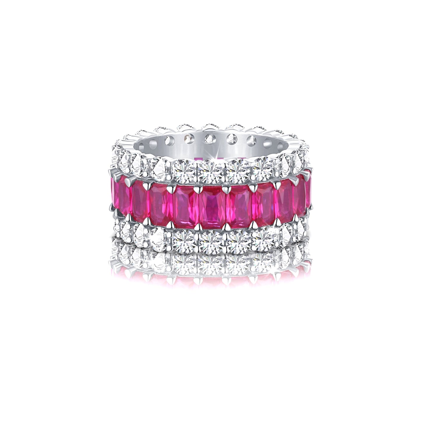 KATHERINE Fuchsia Three-Row Eternity Ring