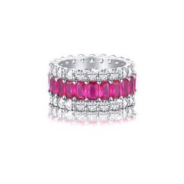 KATHERINE Fuchsia CZ Diamond Three-Row Eternity Ring