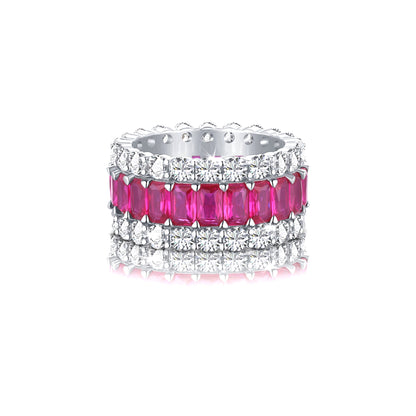 KATHERINE Fuchsia Three-Row Eternity Ring