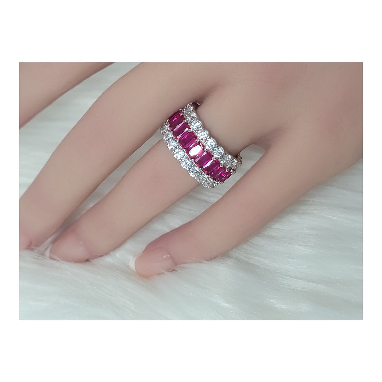 KATHERINE Fuchsia Three-Row Eternity Ring