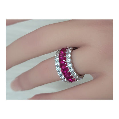 KATHERINE Fuchsia Three-Row Eternity Ring