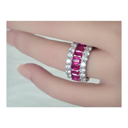 KATHERINE Fuchsia Three-Row Eternity Ring