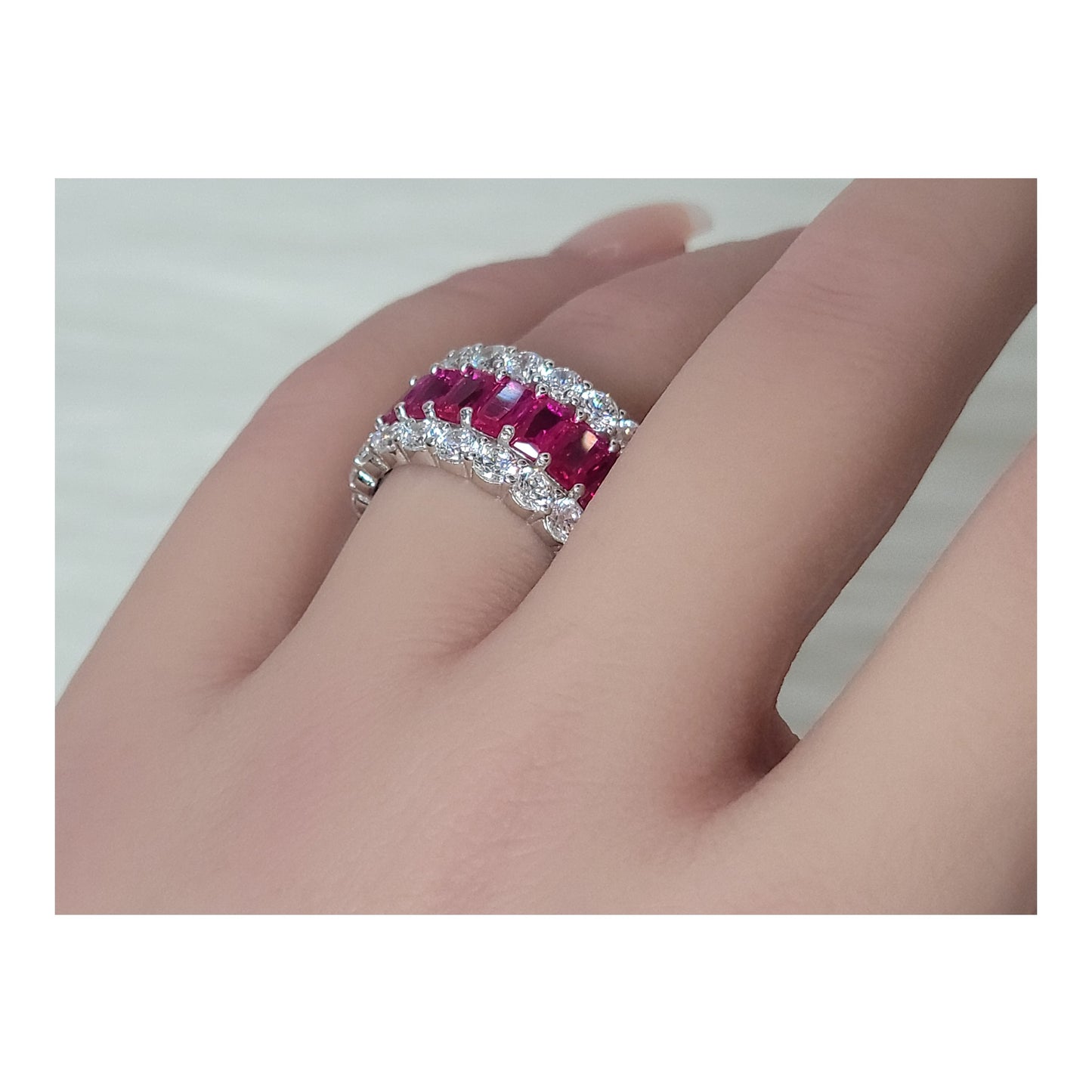 KATHERINE Fuchsia Three-Row Eternity Ring